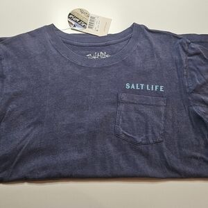 THREE Salt Life Navy Tees with Pocket